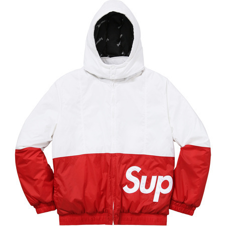 18AW 白赤 シュプリーム コピー Supreme Sideline Side Logo Parka White / Red 7011103